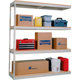 Dbl Rivet Boltless Shelving 72Wx24Dx84H 4 Levels Add-on No Decking 500 Lbs Shelf Cap Tan