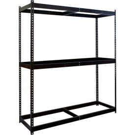 Rivetwell Double Rivet Boltless Shelving 60"W x 24"D x 84"H 3 Levels Starter Without Decking Black