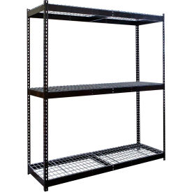 Double Rivet Boltless Shelving 96"W x 36"D x 84"H 3 Levels Starter W/Wire Decking Black