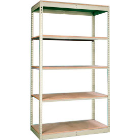 Single Rivet Boltless Shelving 36"W x 24"D x 84"H 5 Levels Starter W/O Decking Tan