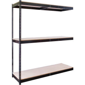 Double Rivet Boltless Shelving 72"W x 18"D x 84"H 3 Levels Add-on W/Wood Decking Black