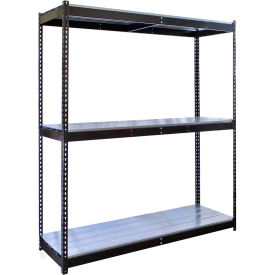 Double Rivet Boltless Shelving 96"W x 48"D x 84"H 3 Levels Starter W/EZ Decking Black