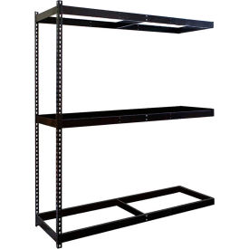 Double Rivet Boltless Shelving 60"W x 30"D x 84"H 3 Levels Add-on W/O Decking Black
