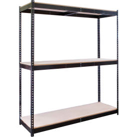 Double Rivet Boltless Shelving 72"W x 36"D x 84"H 3 Levels Starter W/Wood Decking Black
