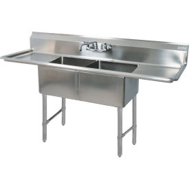 2-Compartment Sink, 18X18X12 Deep, 8 Faucet Holes, 18 Drainboards