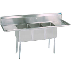 3-Compartment Sink, 18X18X12 Deep, 8 Faucet Holes, 18 Drainboards