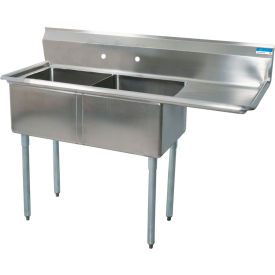 2-Compartment Sink, 18X18X12 Deep, 8 Faucet Holes, 18R Drainboards