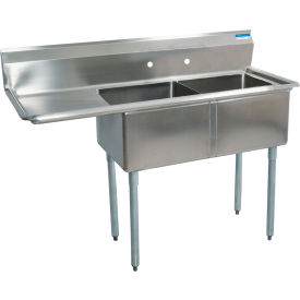2-Compartment Sink, 18X18X12 Deep, 8 Faucet Holes, 18L Drainboards