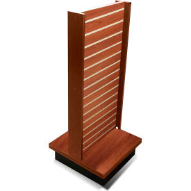 Slatwall I Display Fixture With Spinner Base & Casters 24"W x 24"D x 55"H Cherry