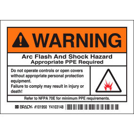 Arc Flash Labels, Warning Arc Flash And Shock Hazzard, 3-1/2" X 5", Blk/Orng/Wht
