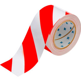 104348 ToughStripe Floor Marking Tape, Polyester, 3"W X 100'L, Red/White