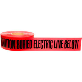 Underground Tape, Caution Buried Electric Line, 3"W X 1000'L, Black/Red