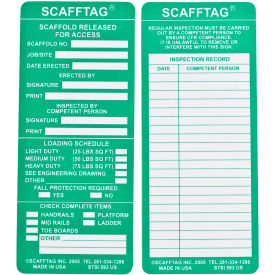 Scaffold Tag Insert, 100/Pk, 3-1/8" W X 7-5/8" H, Grn/Wht