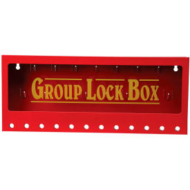 Wall Mount Group Lockout Box, Steel, Red, 16-3/4" W X 7"H
