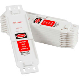 LAD-EITH12 Danger Do Not Use Ladder Tag Holder, 10/Pk, 2-1/4" W X 8-1/4" H, Wht/Blk/Red