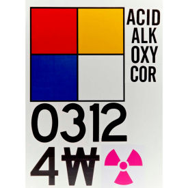 NFPA Placard System Kit, 15" X 15", Red/Yellow/Blue/White