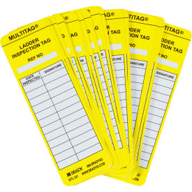 Ladder Inspection Tag, 100/Pkg, Plastic, 2" W X 6-1/2" H, Yellow/White