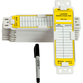 Ladder Inspection Tag Kit, 10/Pkg, 5-3/4" W X 7-5/8" H, White/Yellow