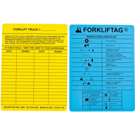 Forkliftag Inspection Tag, 2 Sided, 100/Pack, 7-5/8" W X 5-3/4" H, Blue/Yellow