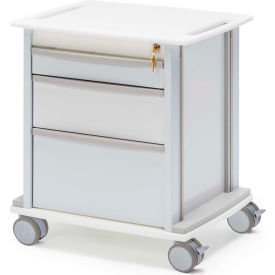 Omni Under-Counter Storage Cart with 3 Drawers and Key Lock, White