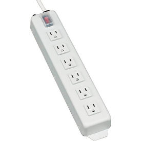 Safety Multiple Outlet Strip Metal Housing, 15-Amp, 6 Outlets, 6' Cord