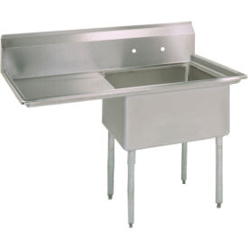 1-Comp Sink, 18x18x12 Deep, 8 Faucet Holes, 18L Drainboard, Galvanized Legs
