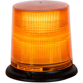 Amber 12 LED Beacon Light With Tall Lens - 6.75" Diameter x 6.625" Tall