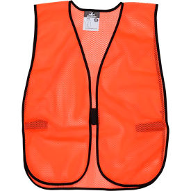 V201 Safety Vest, Polyester Mesh, Hook Closure, Orange, One Size