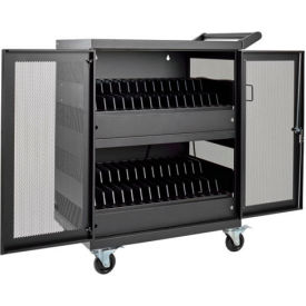 32-Device AC Charging Station Cart for Chromebooks and Laptops, Black