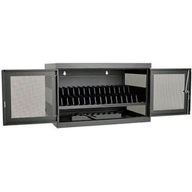 16-Device AC Charging Station Cabinet for Chromebooks and Laptops, Black