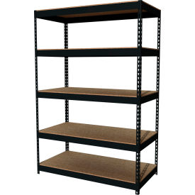 5 Shelf, Heavy Duty Boltless Shelving, Starter, 48"W x 24"D x 72"H, Wood Deck