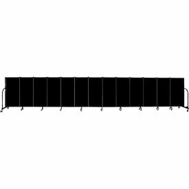 13 Panel Portable Room Divider, 4'H x 24'1"W, Fabric Color: Charcoal Black