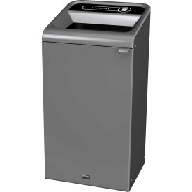 Steel Trash Can, Landfill Lid, 23 Gallon, Grey