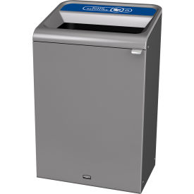 Rubbermaid Configure Decorative Steel Trash Can, Mixed Recycling Lid, 33 Gallon, Grey Set