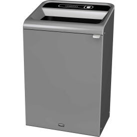 Rubbermaid Configure Decorative Steel Trash Can, Landfill Lid, 33 Gallon, Grey
