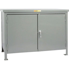 Cabinet Workbench with Steel Square Edge Top & Center Shelf, 72"W x 30"D, Gray