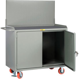 Mobile Service Workbench w/ Vinyl Top & Pegboard Panel, 54-1/2"W x 26"D, Gray