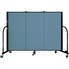 3 Panel Portable Room Divider, 4'H x 5'9"W, Fabric Color: Summer Blue