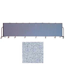 9 Panel Portable Room Divider, 4'H x 16'9"W, Vinyl Color: Blue Tide
