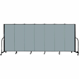 7 Panel Portable Room Divider, 5'H x 13'1"W, Fabric Color: Grey Stone
