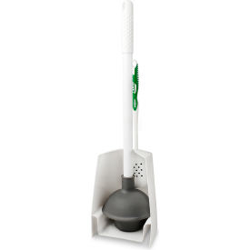 Toilet Brush/Plunger Combo W/Caddy, White/Green -1024
