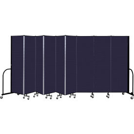 9 Panel Portable Room Divider, 6'8" H x 16'9" W, Fabric Color: Navy