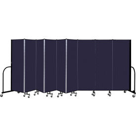 9 Panel Portable Room Divider, 6' H x 16'9" W, Fabric Color: Navy