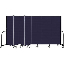 7 Panel Portable Room Divider, 6' H x 13'1" W, Fabric Color: Navy