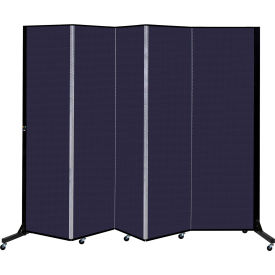 5 Panel Light-Duty Portable Room Divider, 6'5"H x 9'5"W, Fabric Color: Navy