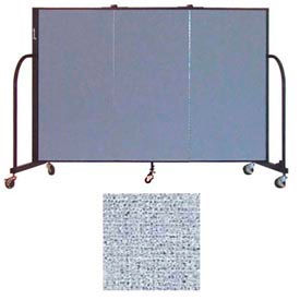 3 Panel Portable Room Divider, 4'H x 5'9"W, Vinyl Color: Blue Tide