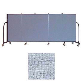 5 Panel Portable Room Divider, 4'H x 9'5"W, Vinyl Color: Blue Tide