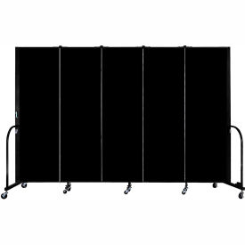 Portable Room Divider - 5 Panel - 6'H x 9'5"W - Charcoal Black