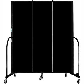 3 Panel Portable Room Divider, 6'8"H x 5'9"W, Fabric Color: Charcoal Black