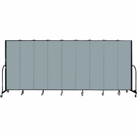 9 Panel Portable Room Divider, 6'8"H x 16'9"W, Fabric Color: Grey Stone